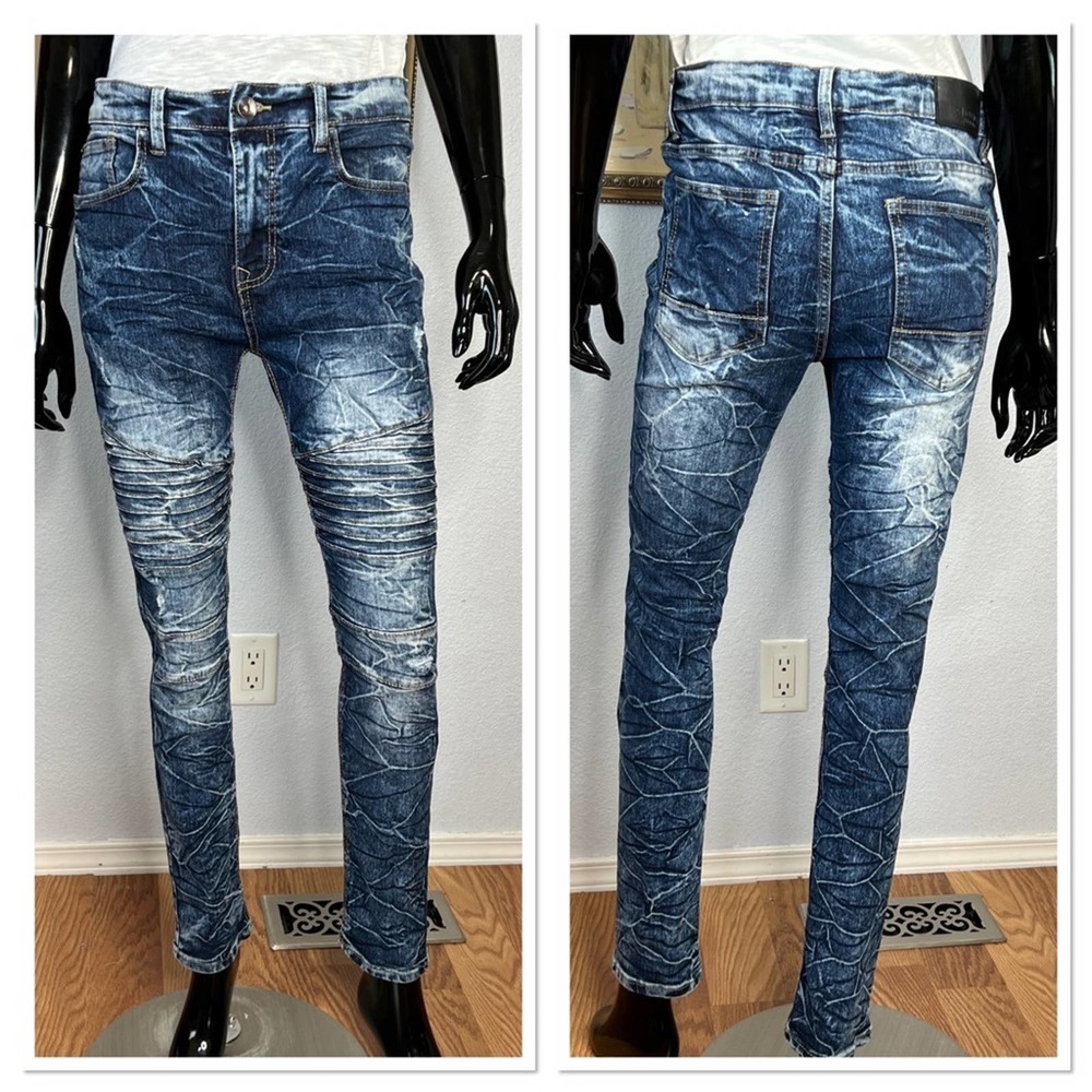 Southpole Distressed Moto Skinny Jeans Sz Waist 32/Inseam 30 Cotton Blend